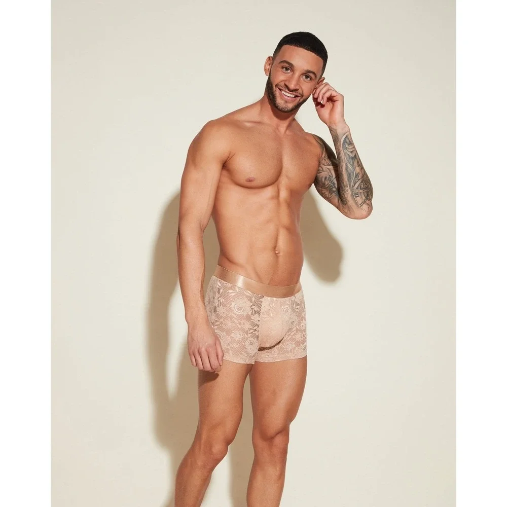 Cosabella Never Say Never Lace Trunk Shorts‎ Nude Beige Size L NEW